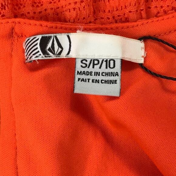 Volcom Orange Lace Knit short Sleeve Shift Mini Dress NWT - Picture 10 of 12